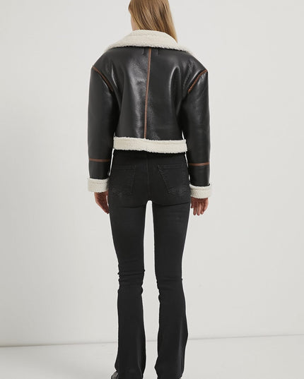 Kunstpelz-detailierter Biker-Frauenmantel