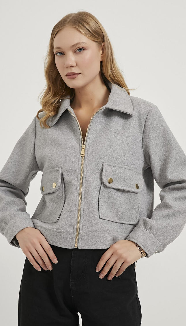 Damenjacke mit Reißverschluss und Klappentaschen