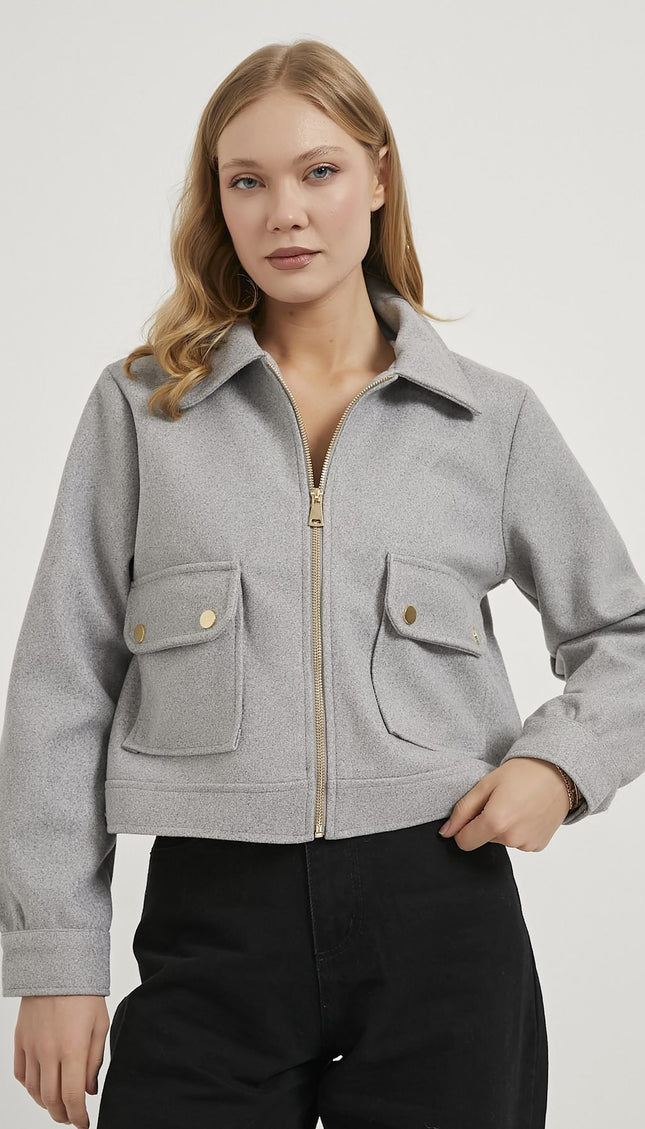 Damenjacke mit Reißverschluss und Klappentaschen