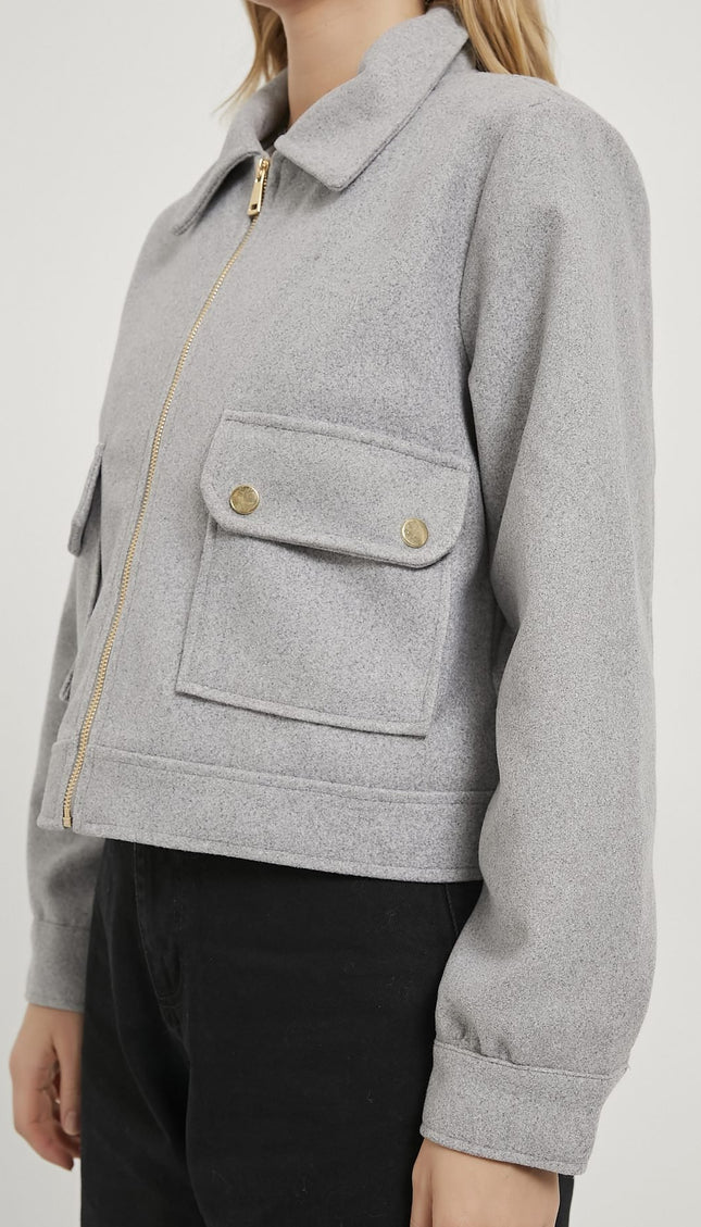 Damenjacke mit Reißverschluss und Klappentaschen