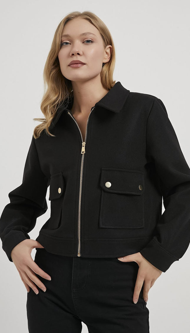Damenjacke mit Reißverschluss und Klappentaschen