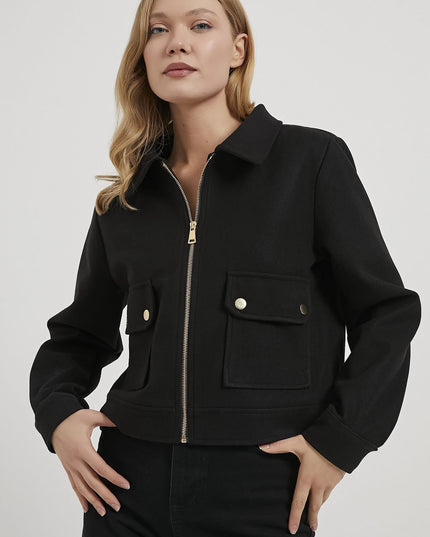Veste pour femme avec fermeture éclair et poches à rabat