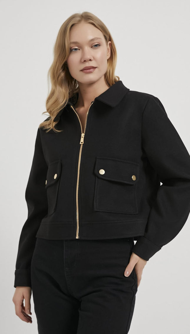 Damenjacke mit Reißverschluss und Klappentaschen