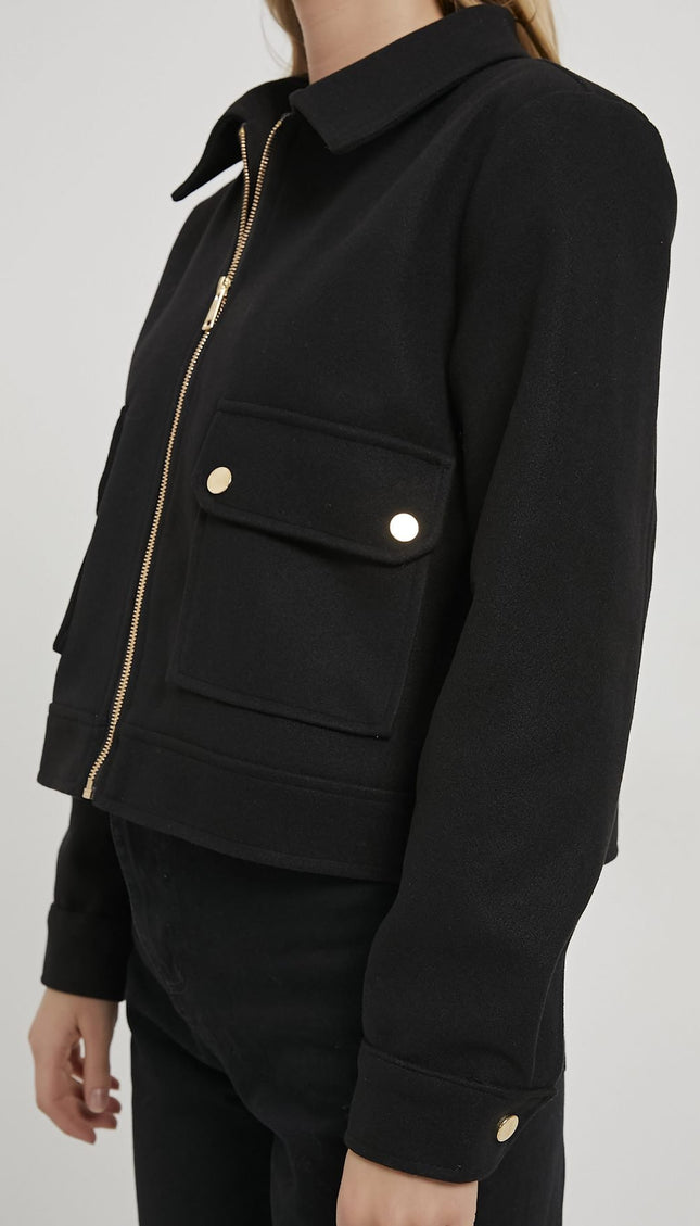 Damenjacke mit Reißverschluss und Klappentaschen