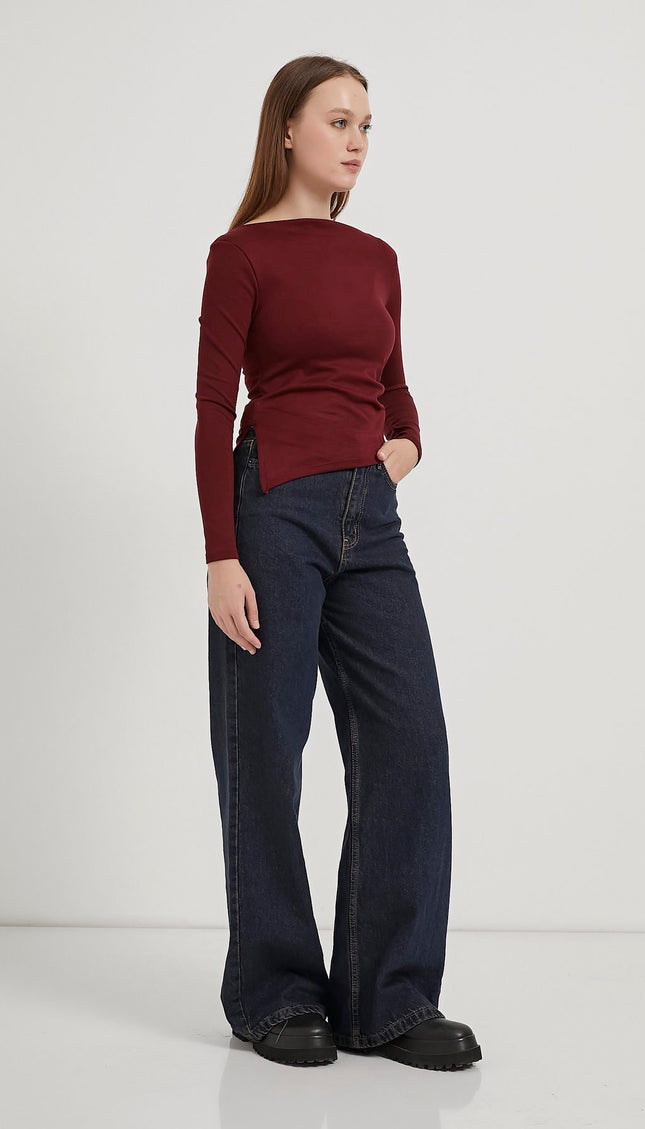 Asymmetrische Damenbluse mit Bootsausschnitt