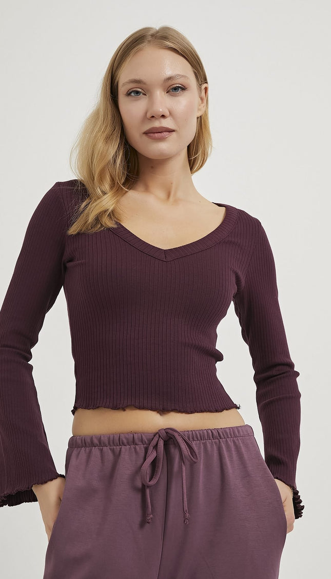 Damen‑Ripp‑Top mit V‑Ausschnitt