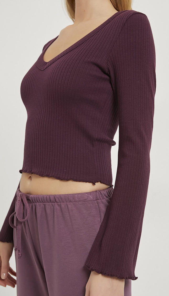 Damen‑Ripp‑Top mit V‑Ausschnitt