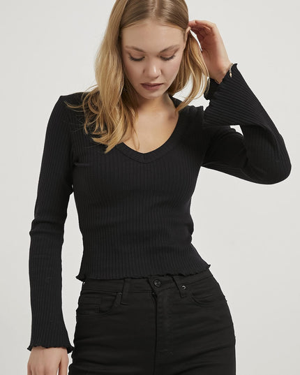 Damen‑Ripp‑Top mit V‑Ausschnitt