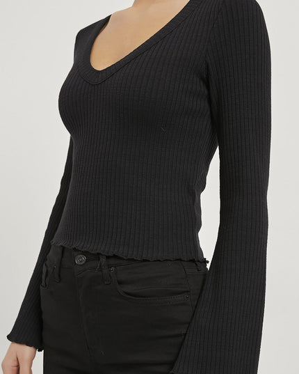 Damen‑Ripp‑Top mit V‑Ausschnitt