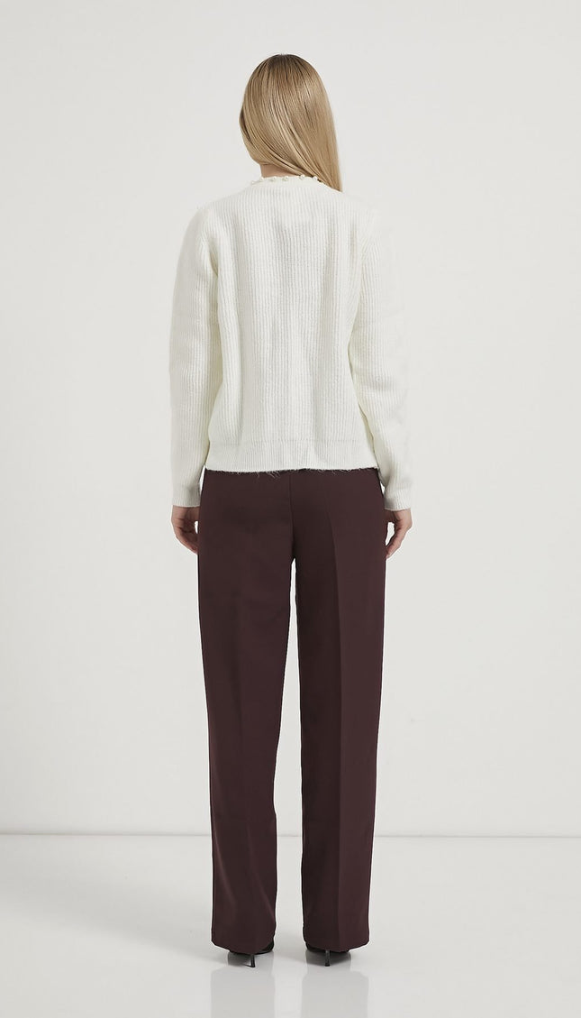 Pearl detailed Knitwear Damen-Strickjacke