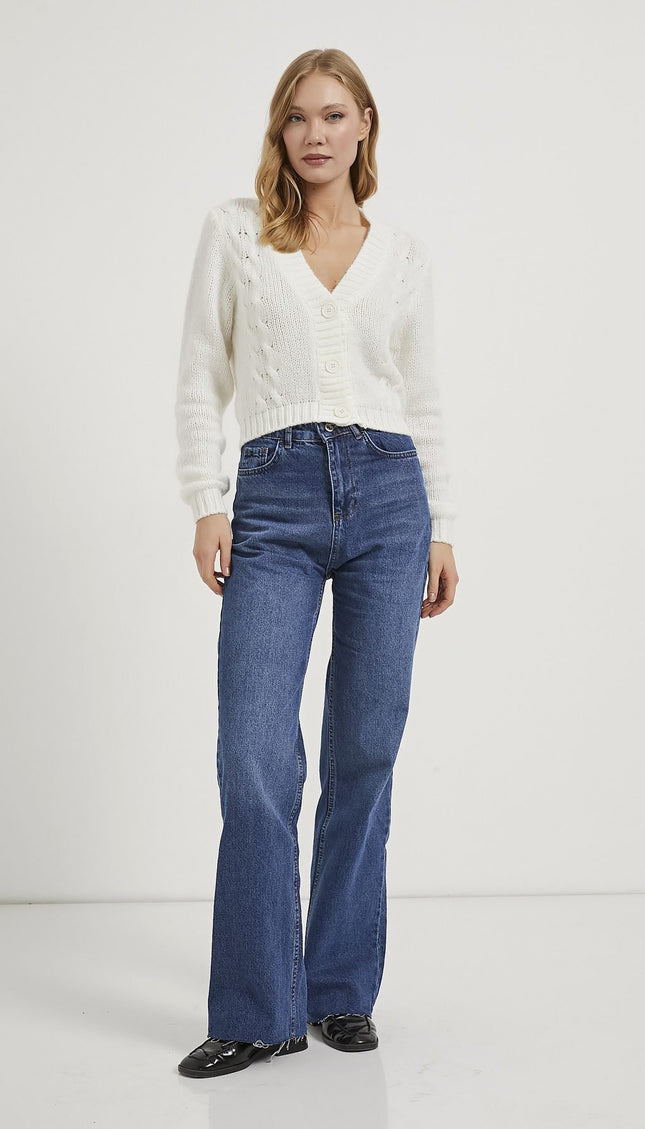 Gestrickte detail-Strickjacke für Damen mit Knöpfen