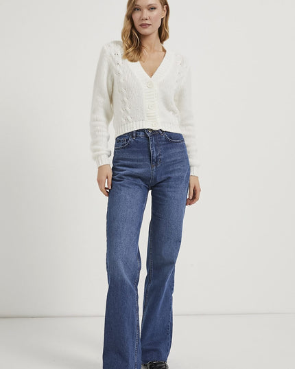 Gestrickte detail-Strickjacke für Damen mit Knöpfen