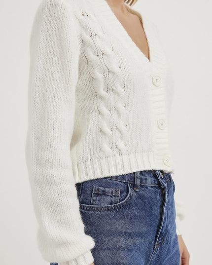 Gestrickte detail-Strickjacke für Damen mit Knöpfen