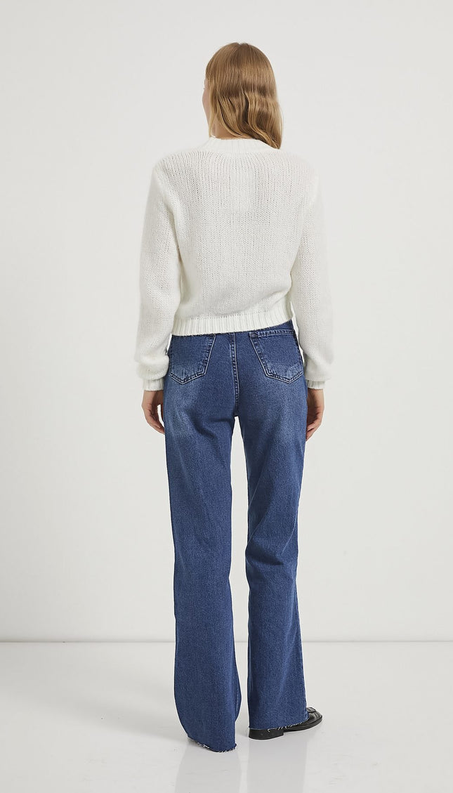 Gestrickte detail-Strickjacke für Damen mit Knöpfen