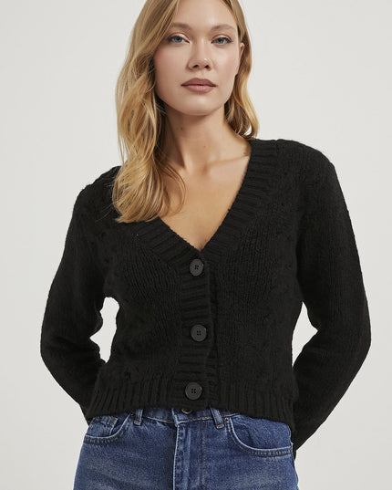 Gestrickte detail-Strickjacke für Damen mit Knöpfen