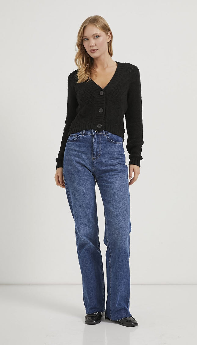 Gestrickte detail-Strickjacke für Damen mit Knöpfen