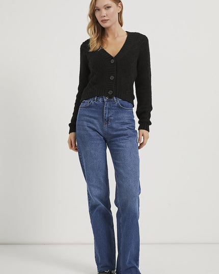 Gestrickte detail-Strickjacke für Damen mit Knöpfen