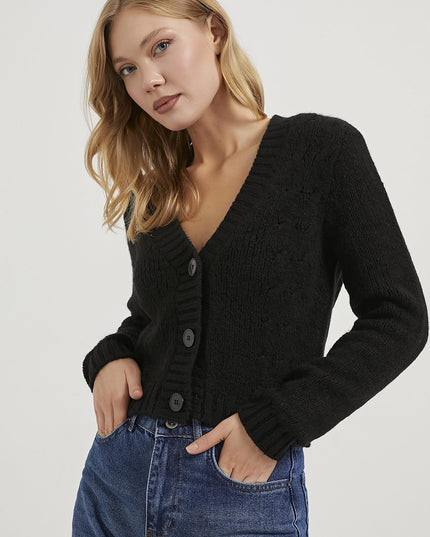 Gestrickte detail-Strickjacke für Damen mit Knöpfen