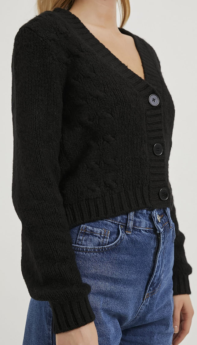 Gestrickte detail-Strickjacke für Damen mit Knöpfen