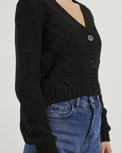 Gestrickte detail-Strickjacke für Damen mit Knöpfen