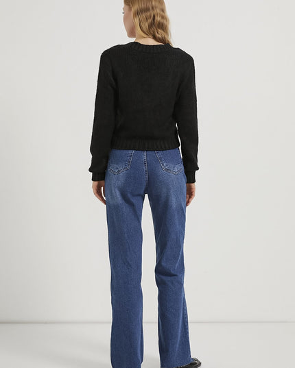 Gestrickte detail-Strickjacke für Damen mit Knöpfen