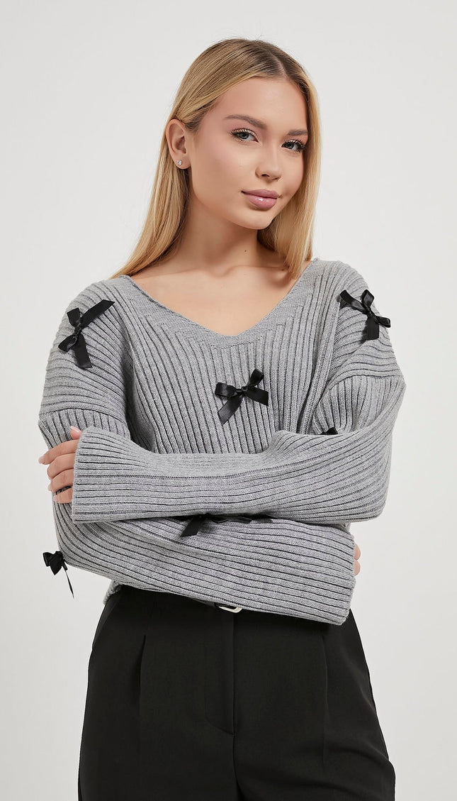 Crop Knitwear Damenpullover mit Banddetail