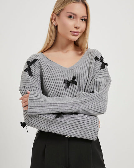 Crop Knitwear Damenpullover mit Banddetail