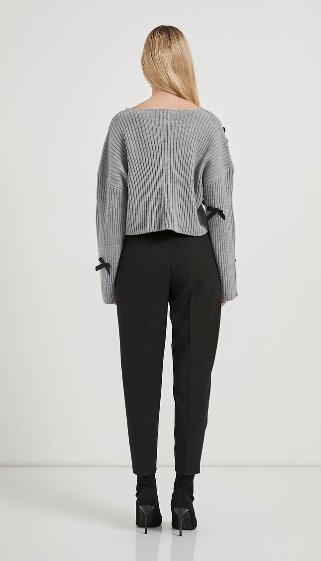 Crop Knitwear Damenpullover mit Banddetail