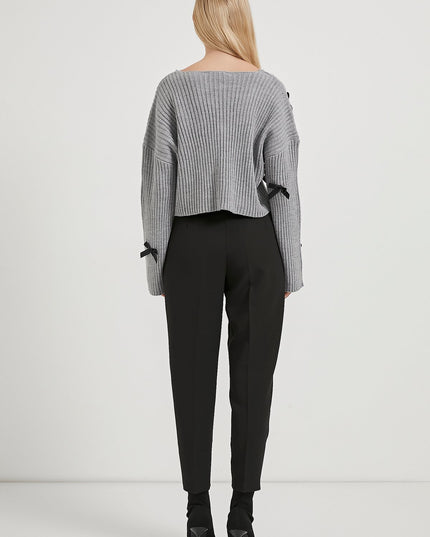 Crop Knitwear Damenpullover mit Banddetail