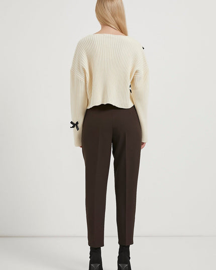 Crop Knitwear Damenpullover mit Banddetail