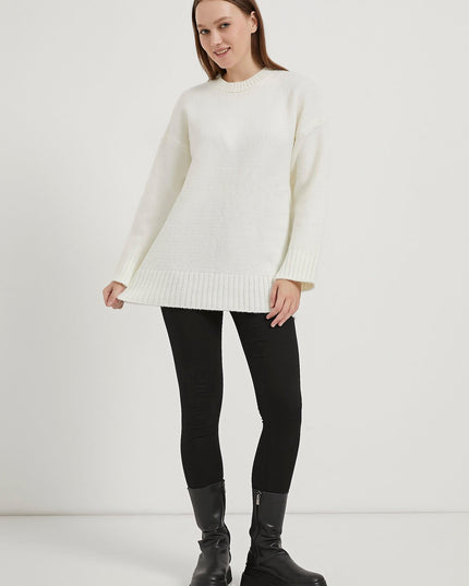 Übergrosser Damenpullover mit bis-Kragen