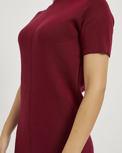 Bis-Kragen-Kurzärmel-Strickkleidung für Damen