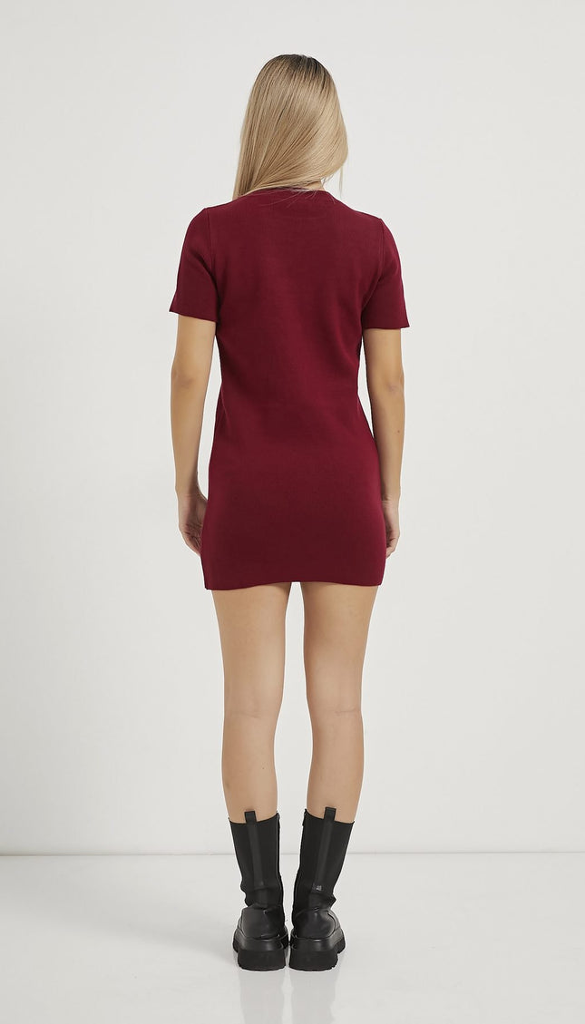 Bis-Kragen-Kurzärmel-Strickkleidung für Damen