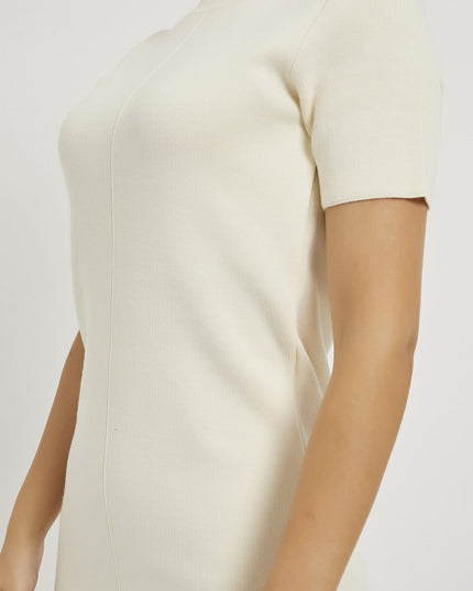 Bis-Kragen-Kurzärmel-Strickkleidung für Damen