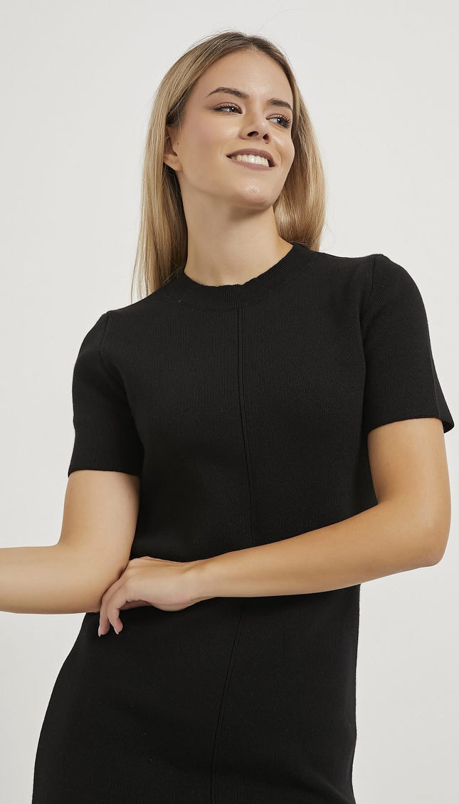 Bis-Kragen-Kurzärmel-Strickkleidung für Damen