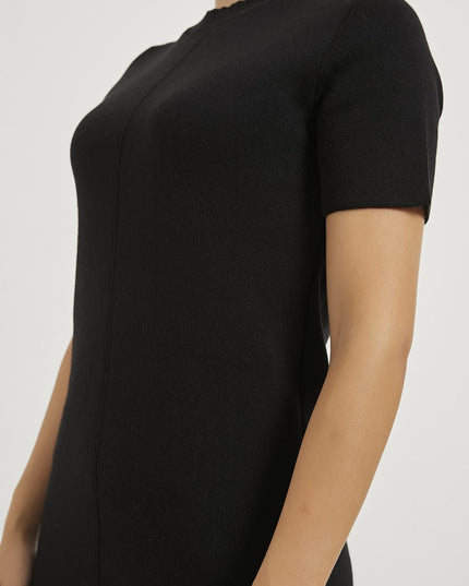 Bis-Kragen-Kurzärmel-Strickkleidung für Damen