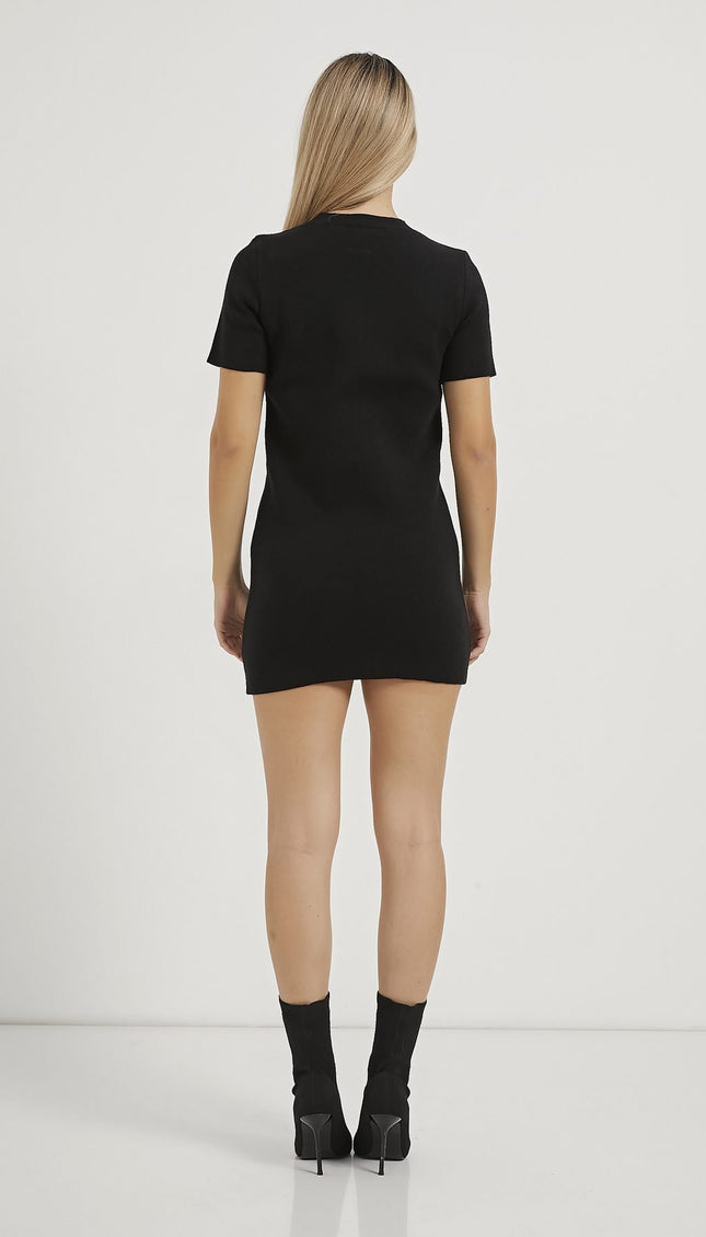 Bis-Kragen-Kurzärmel-Strickkleidung für Damen