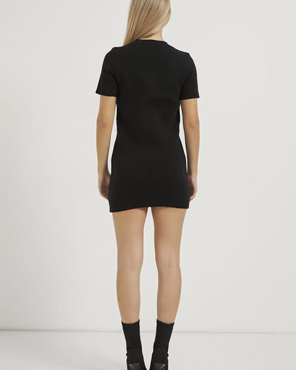 Bis-Kragen-Kurzärmel-Strickkleidung für Damen