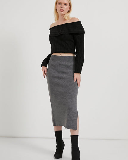 Midi-länge Strickrock für Damen