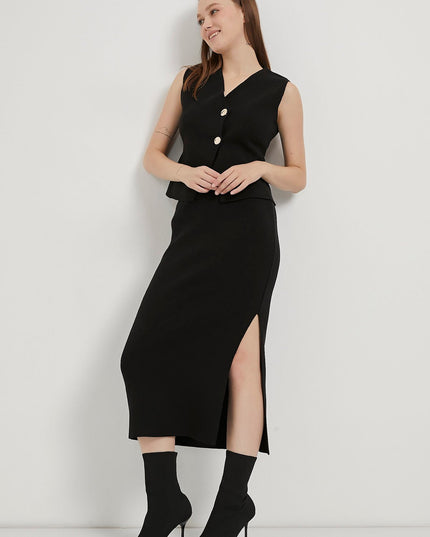 Midi-länge Strickrock für Damen