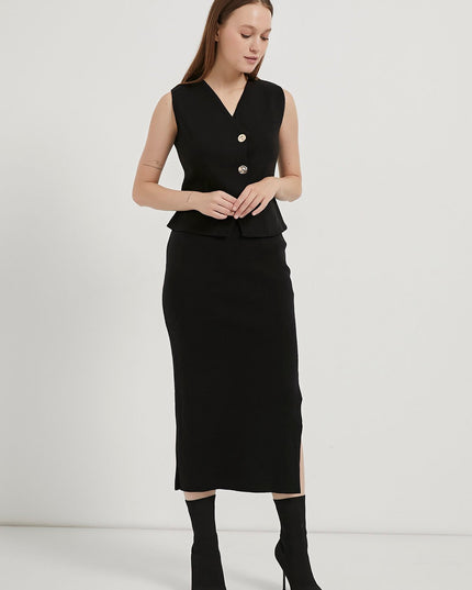 Midi-länge Strickrock für Damen