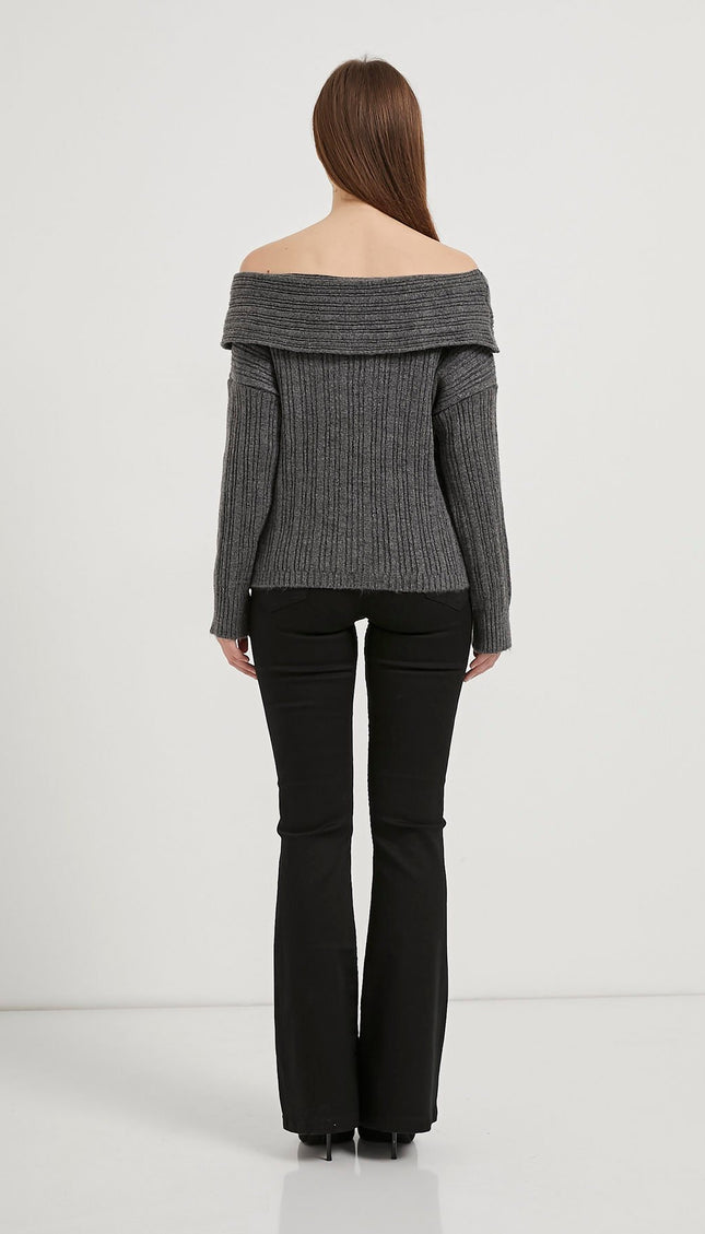 Madonna-Hals Fließender Strickpullover für Damen