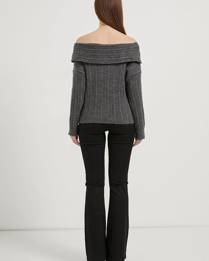 Madonna-Hals Fließender Strickpullover für Damen