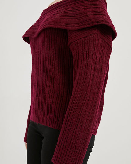 Madonna-Hals Fließender Strickpullover für Damen