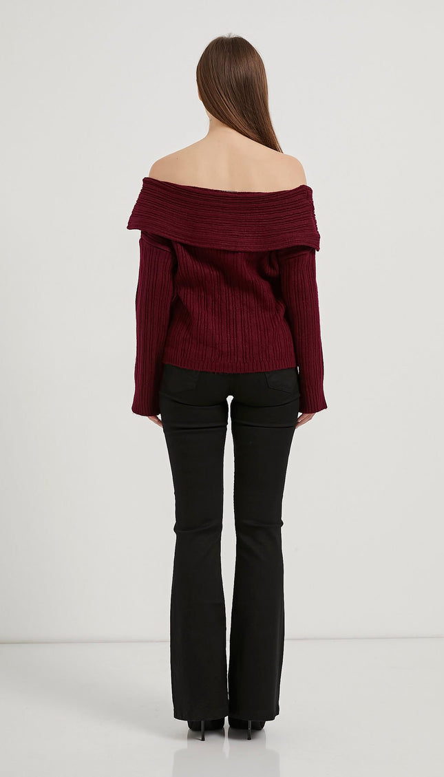 Madonna-Hals Fließender Strickpullover für Damen