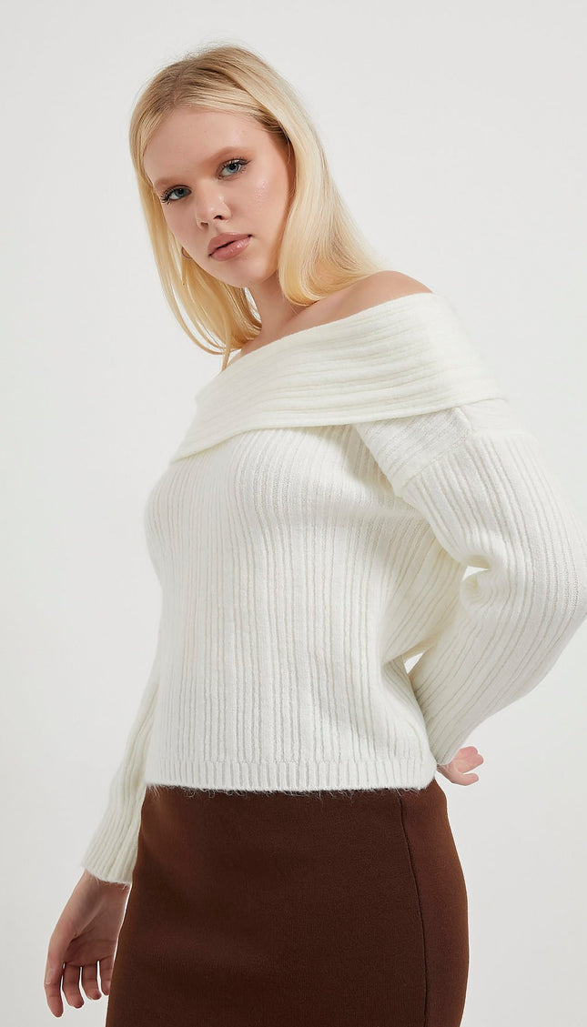 Madonna-Hals Fließender Strickpullover für Damen