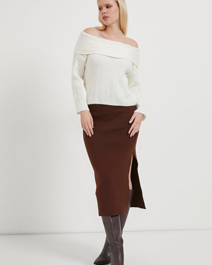 Madonna-Hals Fließender Strickpullover für Damen