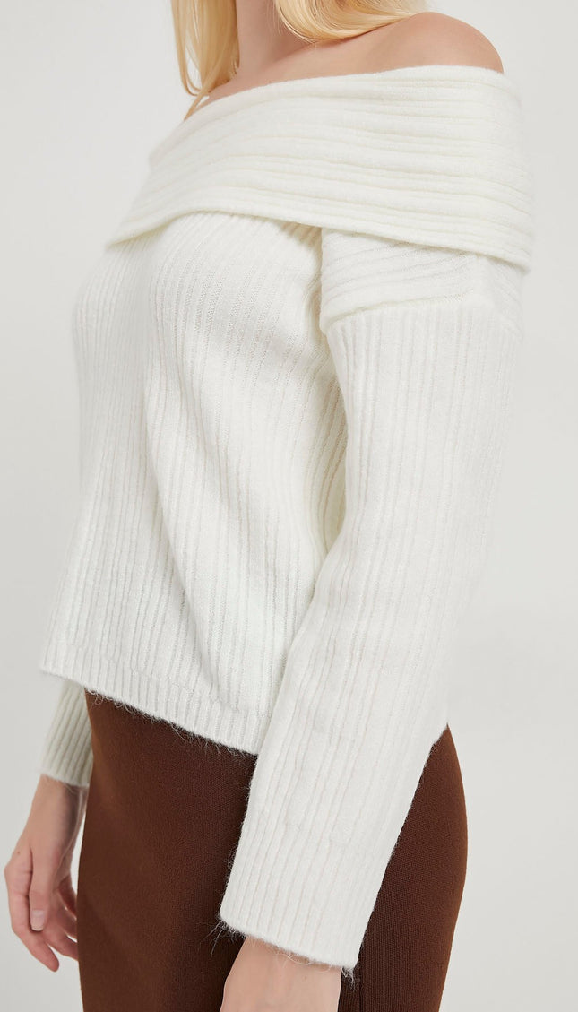 Madonna-Hals Fließender Strickpullover für Damen