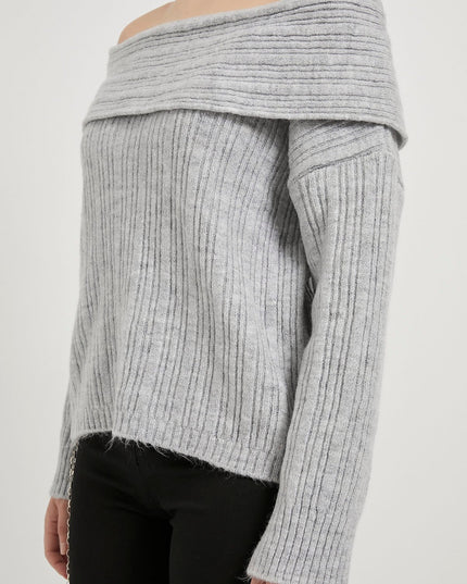 Madonna-Hals Fließender Strickpullover für Damen