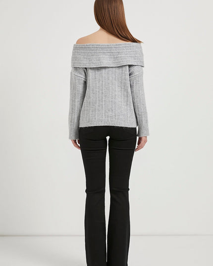 Madonna-Hals Fließender Strickpullover für Damen